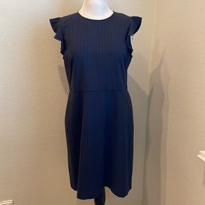 New LOFT Navy Pinstripe Career Dress 16 Petite with pockets